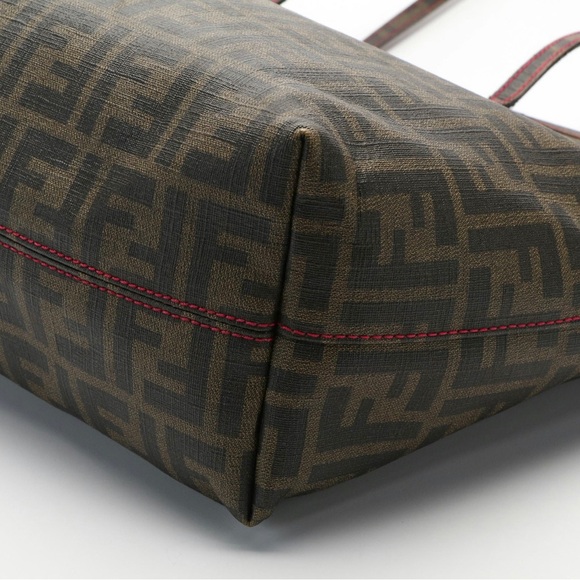 Fendi Zucca Roll Shopper tote large pink brown zipper closure - Picture 10 of 16